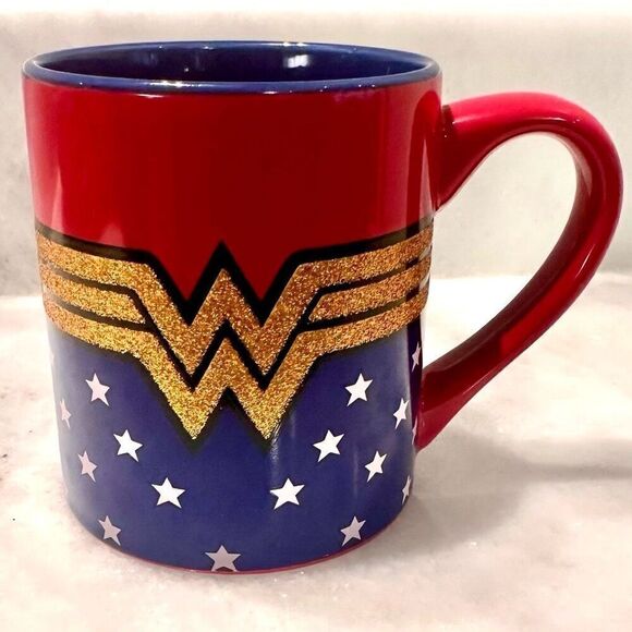 Wonder Woman Classic DC Comics Glitter Coffee Tea Mug Cup - Picture 1 of 2